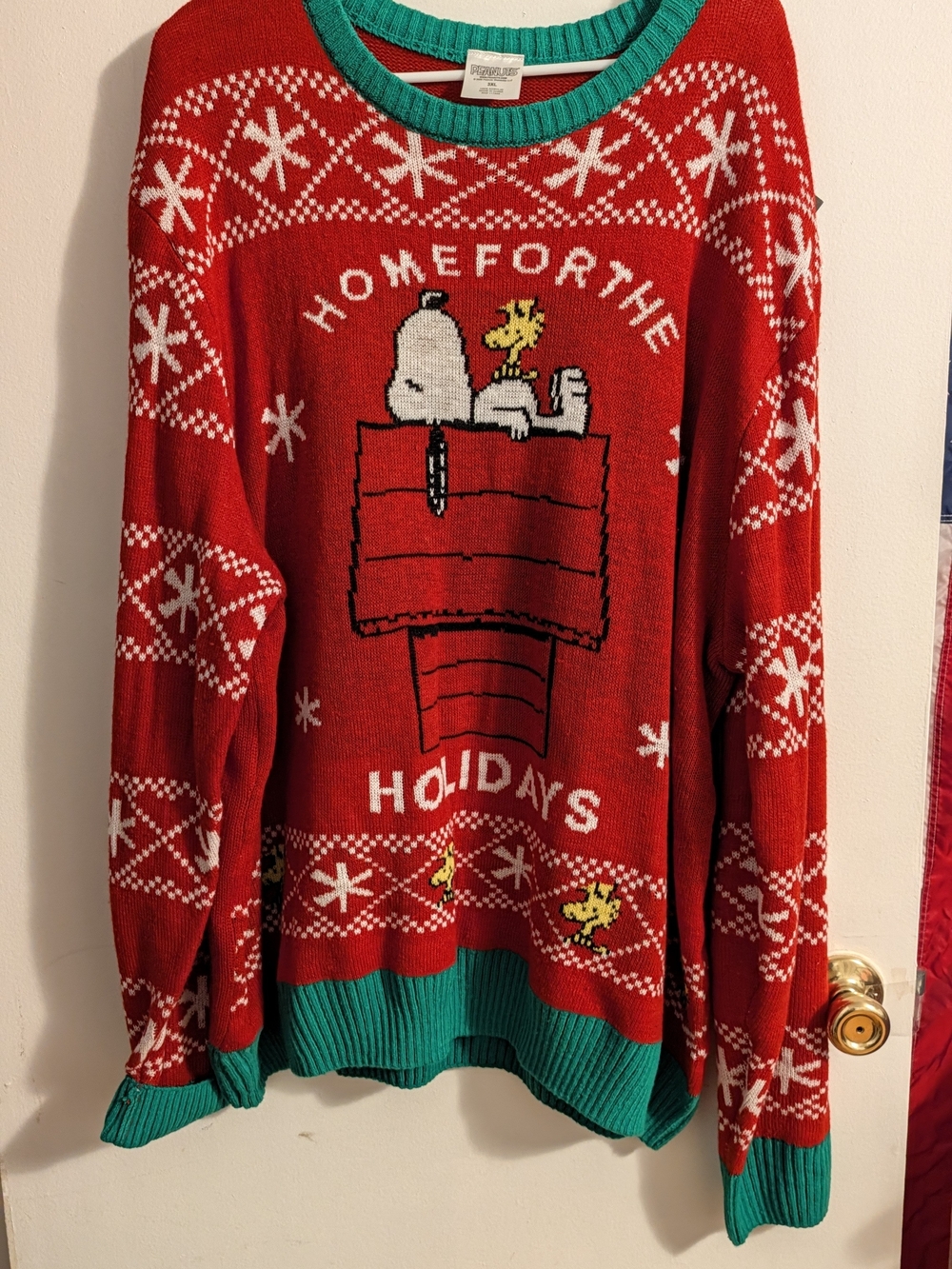 Peanuts Red & Green Snoopy 'Home for the Holidays' Knit Sweater